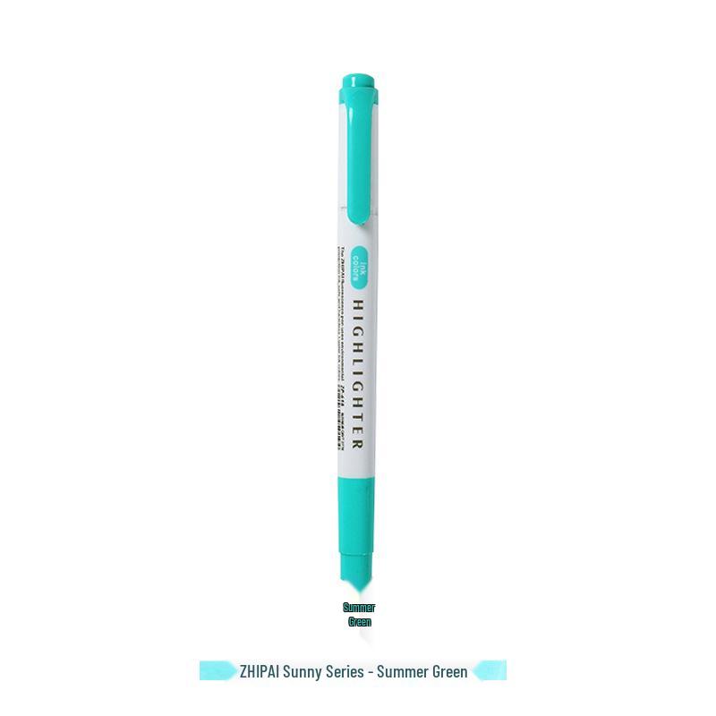 Zhi 618 Student Dual-Tip Fluorescent Pen - Gray, Soft Light & Dark Retro Colors for Highlighting & Marking
