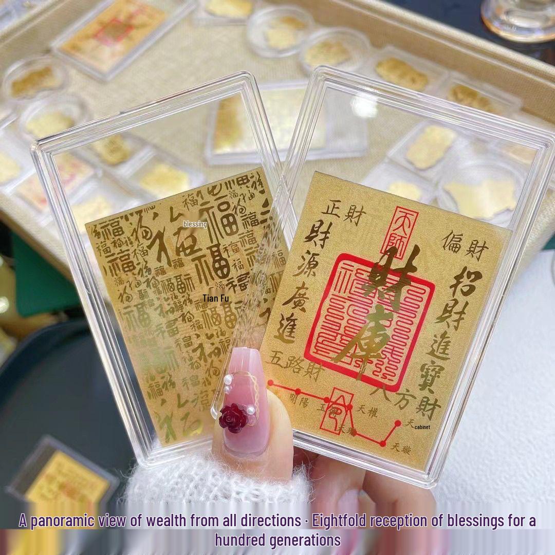 Wealth Vault 999 Pure Gold Mobile Phone Sticker 2mg - Gold Leaf Design for Good Fortune and Trendsetting Attraction