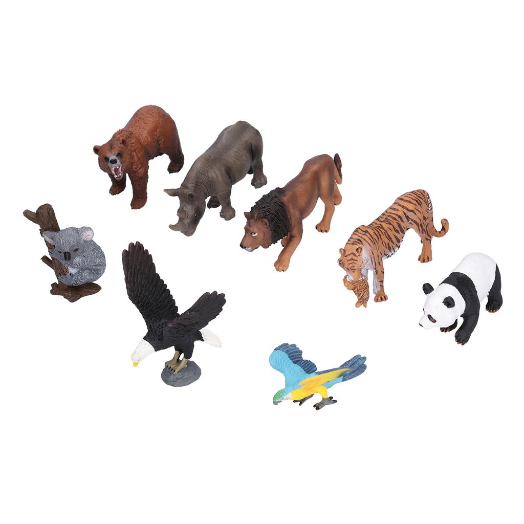 8 Pcs Wild Animals Figurines Toys Plastic Jungle Animals Toys Set with Tiger Koala Panda Macaw