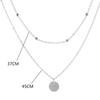 Women 2-Layer Round Disc Dangle Clavicle Chain Choker Necklace Party Jewelry