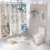 4pcs Beach Shells Shower Curtains Set Summer Waterproof Shower Curtain Anti-slip Mat Toilet Cover Set Marine Style Bathroom Deco