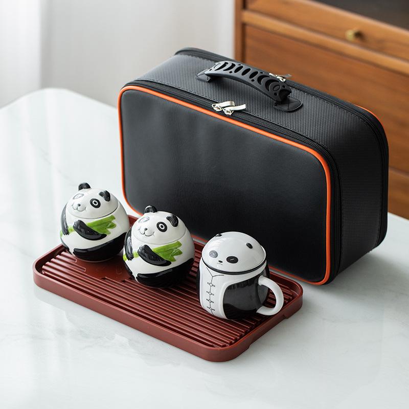 Ceramic Kung Fu Impression Panda Travel Tea Set Business Enterprise Company Merchandise Festival Creative High-end Gifts