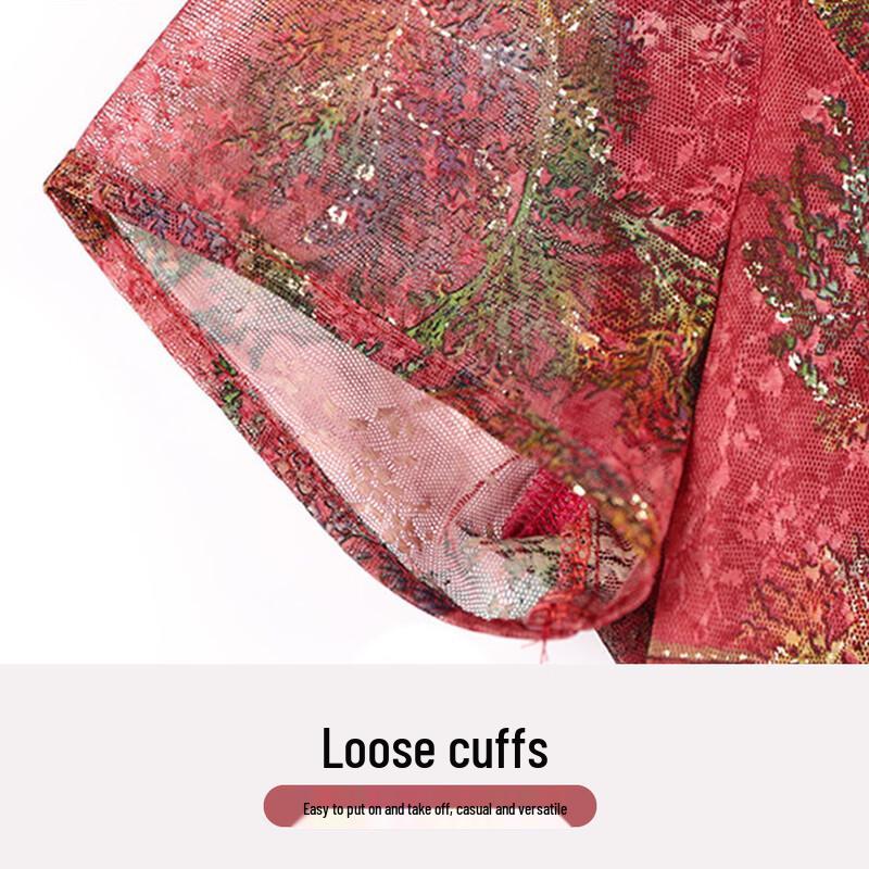 Jianhu Women's Summer Chiffon Short-Sleeve Midi Dress