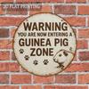 Funny Guinea Pig Area Sign, Retro Warning Metal Decor with Paw Prints, Rustic Pet Cage Ornament, 2D Flat Small Animal Gift