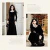 Elegant French Hepburn-Style Black Velvet Dress for Women - Autumn/Winter New Year Party Long Skirt