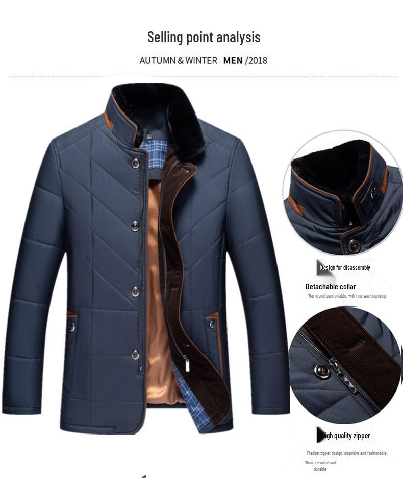 2025 Winter Men's Thickened Cotton Jacket with Stand-up Collar