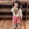Girls 2025 Winter Cartoon Animal Thick Fleece Tracksuit Set Toddler Baby Long Sleeve Sweatshirt Pants