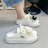 Canvas Half Slipper Women  New Korean Version To Wear A Flat Casual Slip-on Lazy Bun Head Single Shoes
