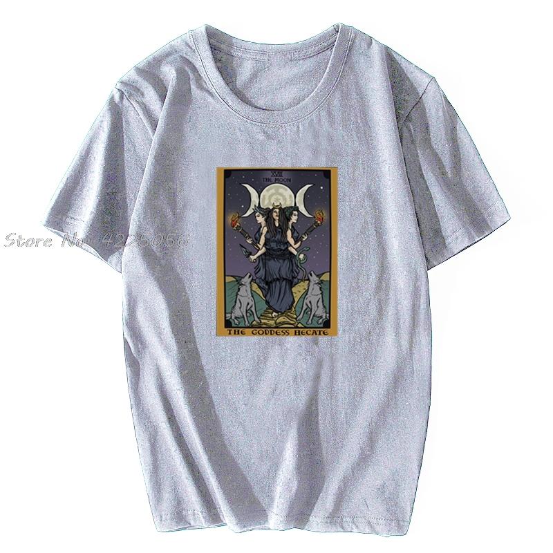 Triple Moon Goddess Hecate Witch Tarot Card Tshirt Hekate Statue Witchcraft Gift T Shirt Print Unisex Cotton Tshirt Tee Streetwear