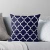 Navy Blue Quatrefoil Pattern Throw Cushions & Pillows Without Core