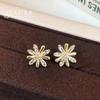 2026 New Design Zircon Metal Interleaved Flower Earrings Women's Sweet Jewelry Daily Versatile Ear Jewelry Girls' Accessories