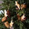 Cute Realistic Squirrel Christmas Tree Hanging Ornaments Pendant Christmas Home Wall Decoration New Year Holiday Party Kids Gift