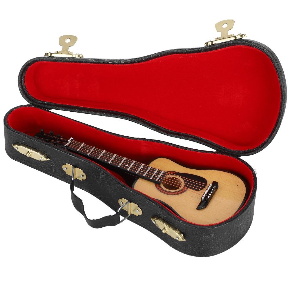 3pcs With Stand And Case Miniature Guitar Model Acoustic Guitar Ornament  Desk Shelf Decoration