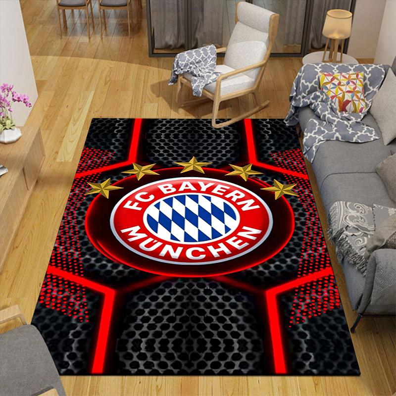 Bayern Munich Crest Print Crystal Velvet Plush Rug AntiSlip Resistant Floor Carpet For Indoor Household Home Decoration