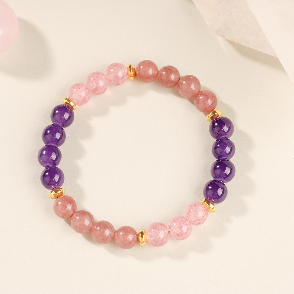 Festive Gifts Warm Pink And Red Tone Natural Stone Beaded Bracelet Fashion Jewelry For Unisex Daily Wear Stylish And Easy To Match Accessory