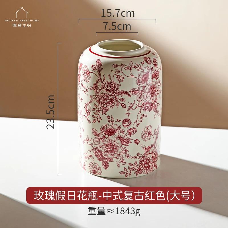 

Праздничная ваза с розами для дома, гостиной, средневекового декора, высококачественный сине-белый фарфор, свадебная цветочная композиция