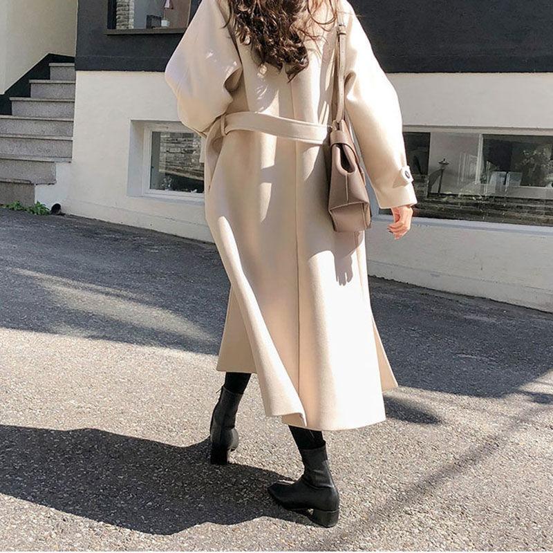 Padded and Thickened Winter Medium and Long Loose and Thin Woolen Coat Women's Autumn Woolen Coat