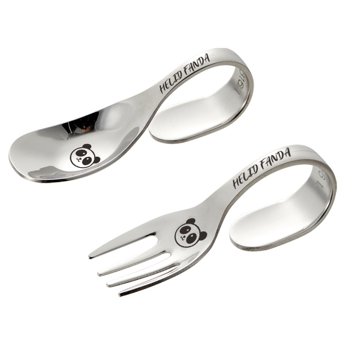 

2/3pcs/set 316 Stainless Steel Tableware Set For Children Learn To Eat Feeding Spoon And Fork Set Portable Cute Training Cutlery