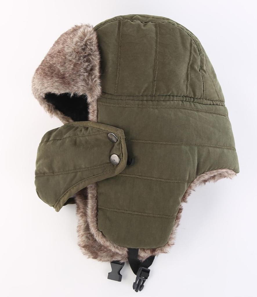 Conectaile Outdoor Unisex Winter Warm Pilot Cap with Ear Windproof Trapper Hat with Mask Flaps, (Army Green)
