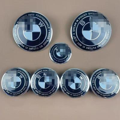 BMW 50th Anniversary Logo Wheel Hub Caps: Limited Edition Black & White 7-Piece Set