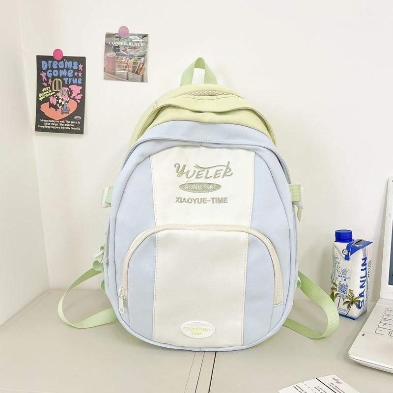 High value, fresh and sweet, contrasting color splicing backpack, lightweight travel backpack for junior high school students