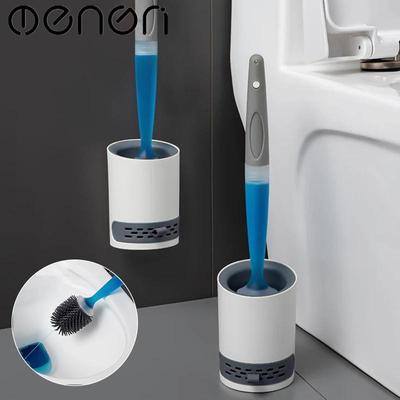 MENGNI Wandmontierte Silikon-Flüssigkeits-Toilettenbürste, kann flüssige WC-Toilettenbürste hinzufügen, Badezimmer-Zubehör-Set, keine Sackgassen, sauberes Werkzeug