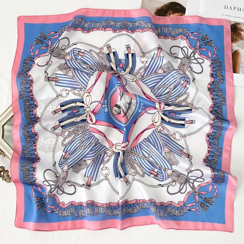 Women Korean Style Knot Print Versatile Small Square Scarf Fashion Decorative Neck Scarf