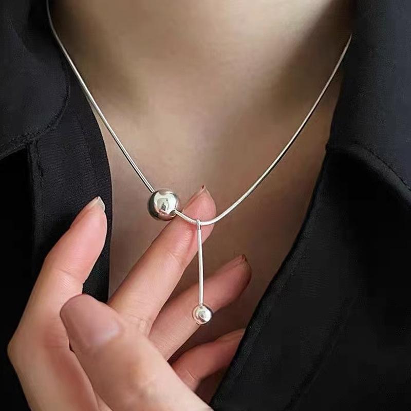 Elegante Damen S925 Sterlingsilber Perlenanhänger Halskette - Leichte Luxus Schlüsselbeinkette
