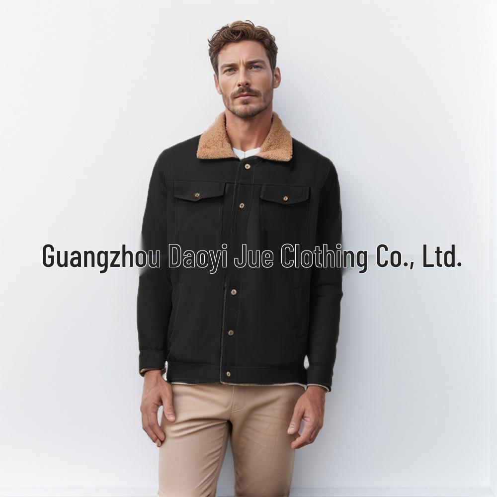 

2025 Winter Men s Fleece-Lined Cotton Workwear Jacket - High-Quality European Size Casual Coat 4XL чорний