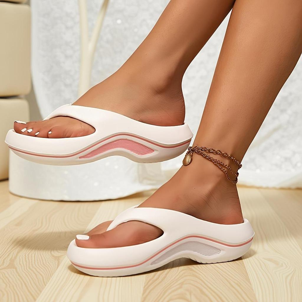 Unisex Contrasting Wave Thick Soled Slippers, Lightweight EVA Sandals, Soft, Non Slip, Shock-absorbing, Comfortable for Cooldown