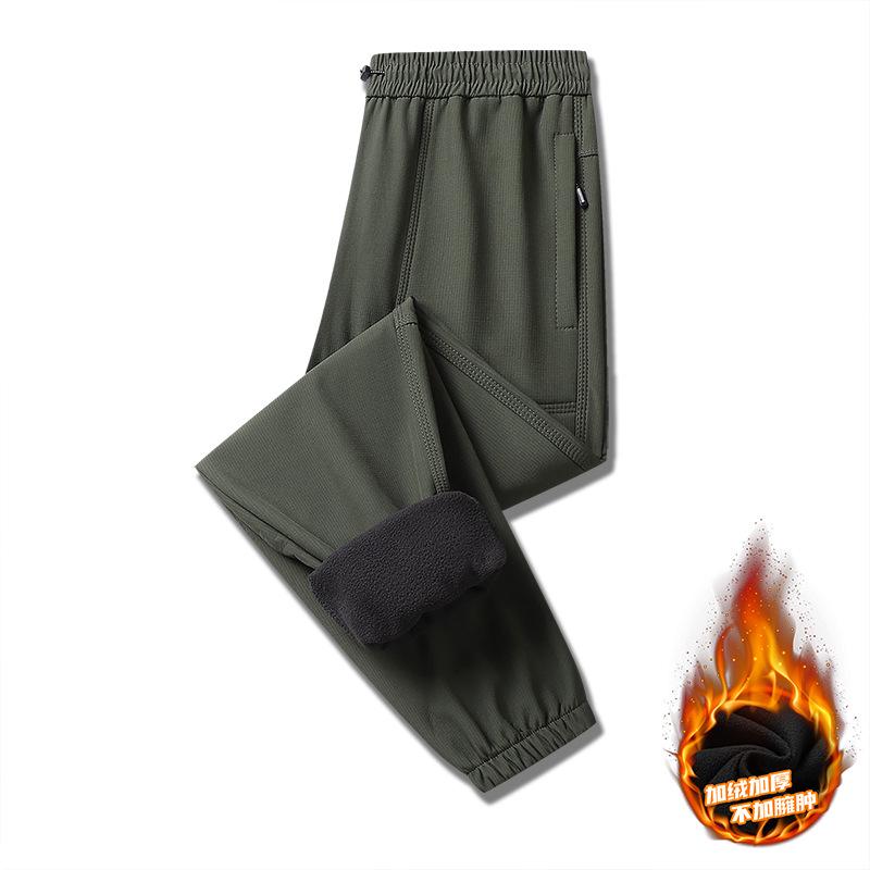Autumn/Winter Unisex Windproof Softshell Hiking Pants with Waterproof Velvet Lining, Customizable LOGO