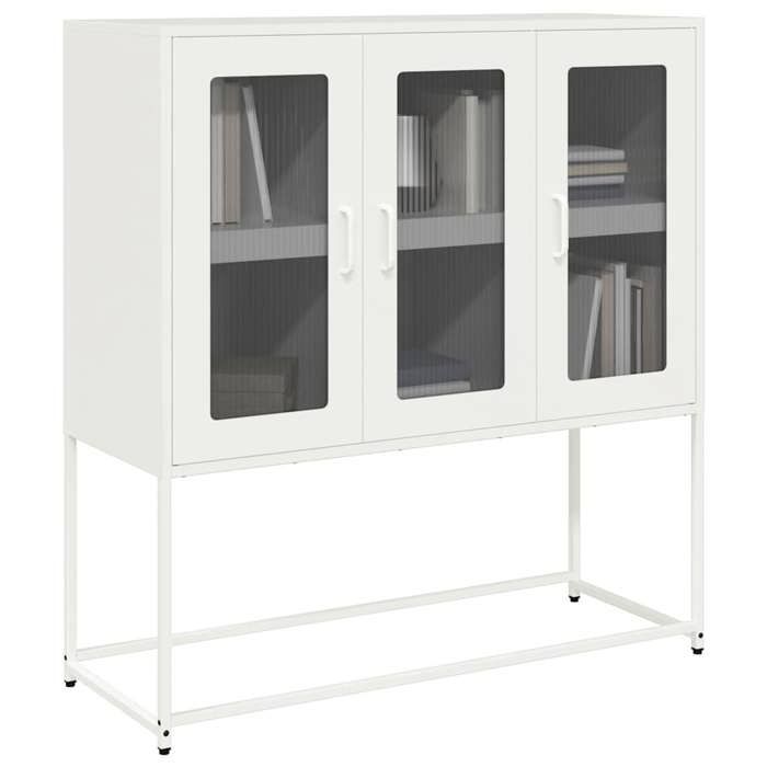 VidaXL Buffet blanc 100,5x39x107 cm acier laminé à froid, meuble de rangement, meuble de rangement de cuisine, meuble de 853409