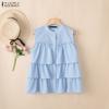 ZANZEA Women Casual Round Neck Loose Summer Sleeveless Blouse