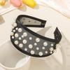 Headwear Mesh Pearls Headband Beads Waterproof Rhinestone Wide Hair Hoop Solid Color Sparkling Black White Hairband Wash Face