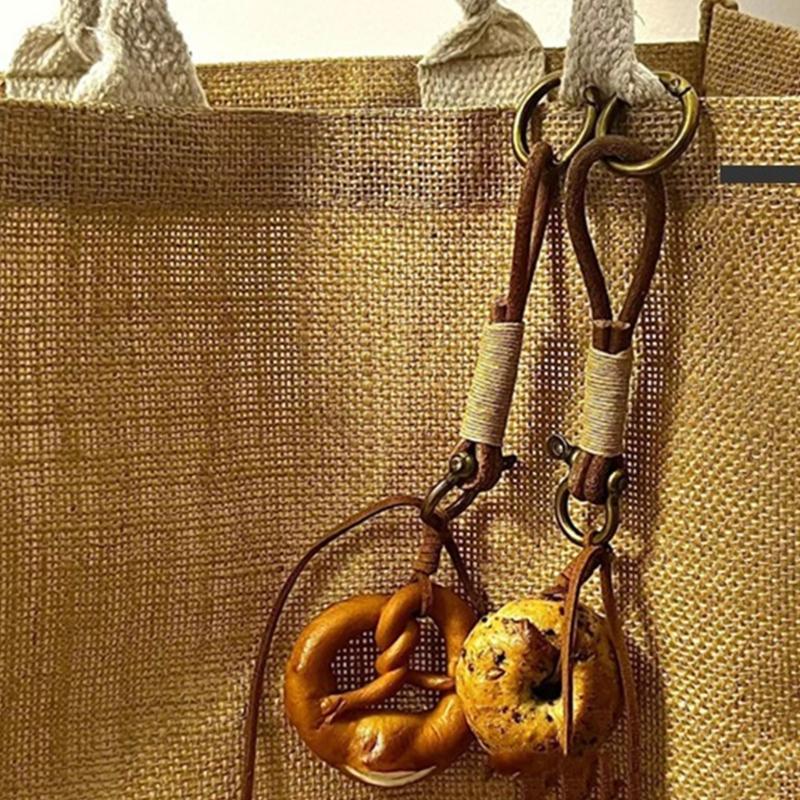 Braided PU Leather Spring Keychain Classical Vintage Design Soft Rope Pendant Charm Creative Gift for Men and Women