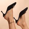 Fashion Metal Chain Pearl Decor High Heel Sandals Women Fashion Thin Heeled Pointed Toe Dress Shoes Summer Comfort Platform Slippers