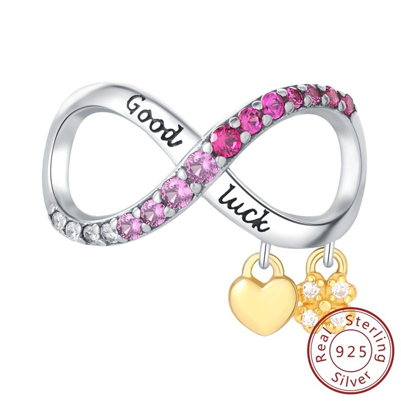 Copper Heart Charm Beads With Cz Stones Pendant For Bracelet Necklace Charm Beads Women Girl Jewelry Gifts