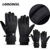Loogdeel Winter Waterproof Cycling Gloves Touch Screen Fleece Gloves for Outdoor Sports Running Motorcycle Ski Full Fingers