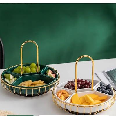 Plateau à fruits rotatif en céramique pour la maison, table à manger, salon sec, assortiment de café, collation