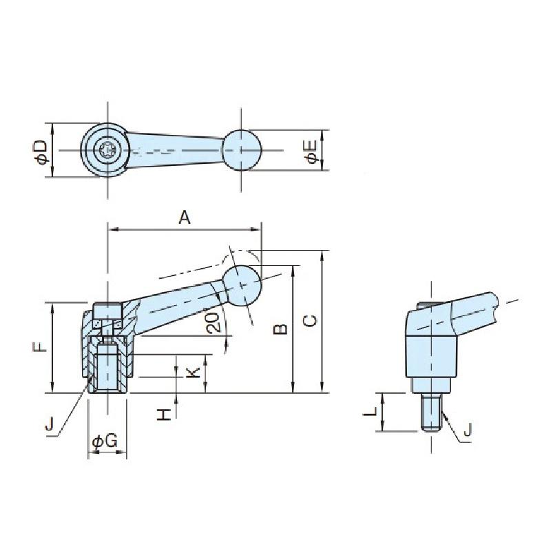 4 Pieces M6 Free Shipment Clamping Lever Adjustabe Handle Lever Arm Solid Handle