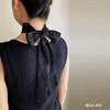 [D+Arts] Ribbon Tie Bow Tie Scarf Abstract Pattern 5cm Wide Made In Japan Men's Women's (Black)