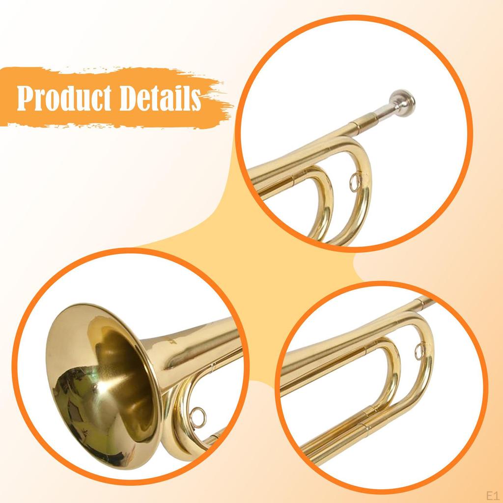 Trumpet Bugle Brass Instrument,Easy Handling Musical Instrument Cavalry for School Band