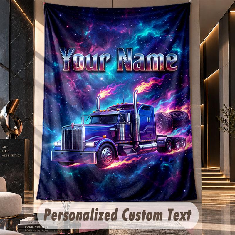 Truck (50) Theme Custom Tapestry Personalized Custom Name Text Wall Hanging Tapestry Home Decor Background Cloth