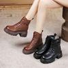 Women Warm High Top Boots 2026 Winter Daily Lace-up Thick Bottom Snow Boots Fashion No Slip Black Women Short Boot Zapatos Mujer