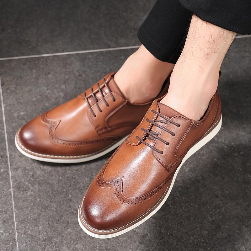 7218 Men's Shoes Summer Breathable 2025 New Men's Casual Shoes One-pedal Business Dress Brock Leather Shoes Men