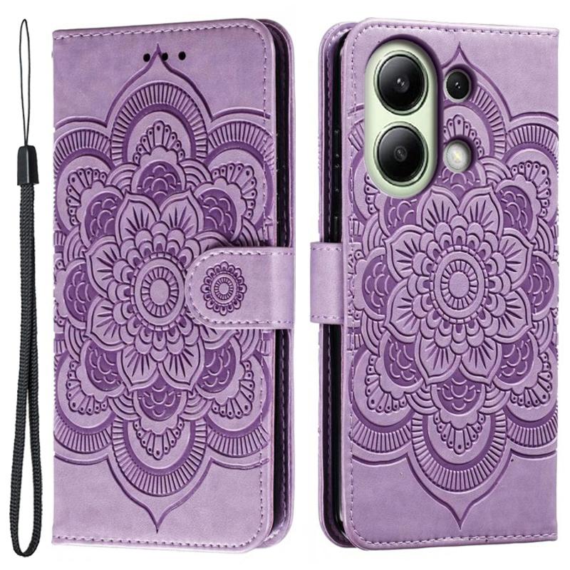 For Xiaomi Redmi Note 13 4G Case PU Leather Mandala Imprinted Design Wallet Phone Cover