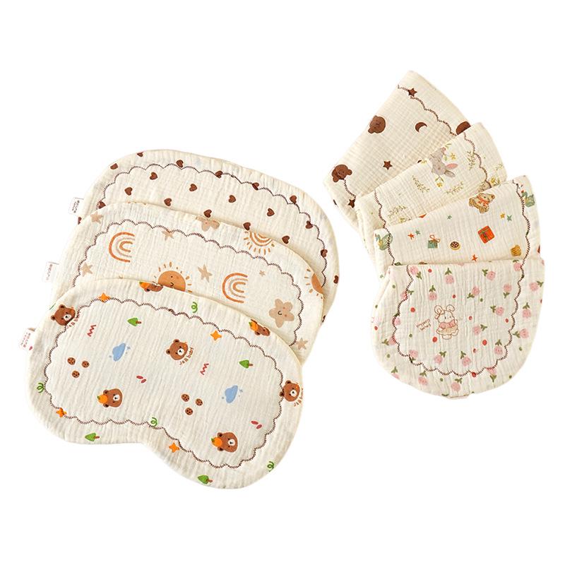 Cloud-Shaped Newborn Pillow, Ten-Layer Cotton Gauze, Baby Flat Pillow and Burp Cloth, Customizable Logo