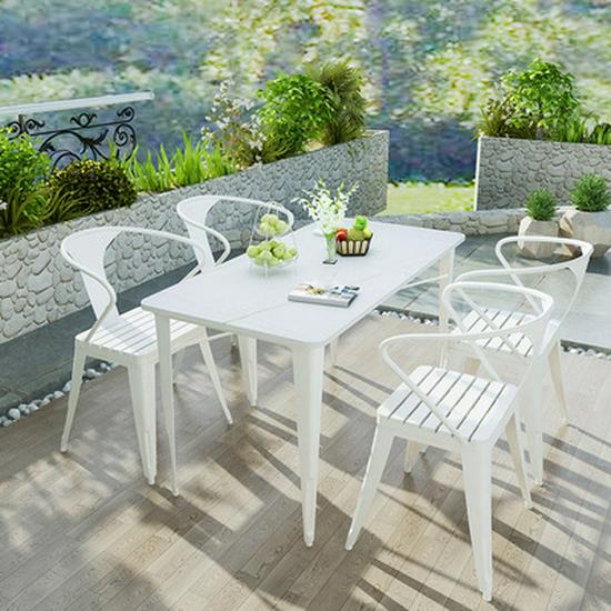 Garden Anti-Corrosion Wood-Plastic Composite Dining Set: Outdoor Table & Chairs for Courtyard, Balcony, or Cafe