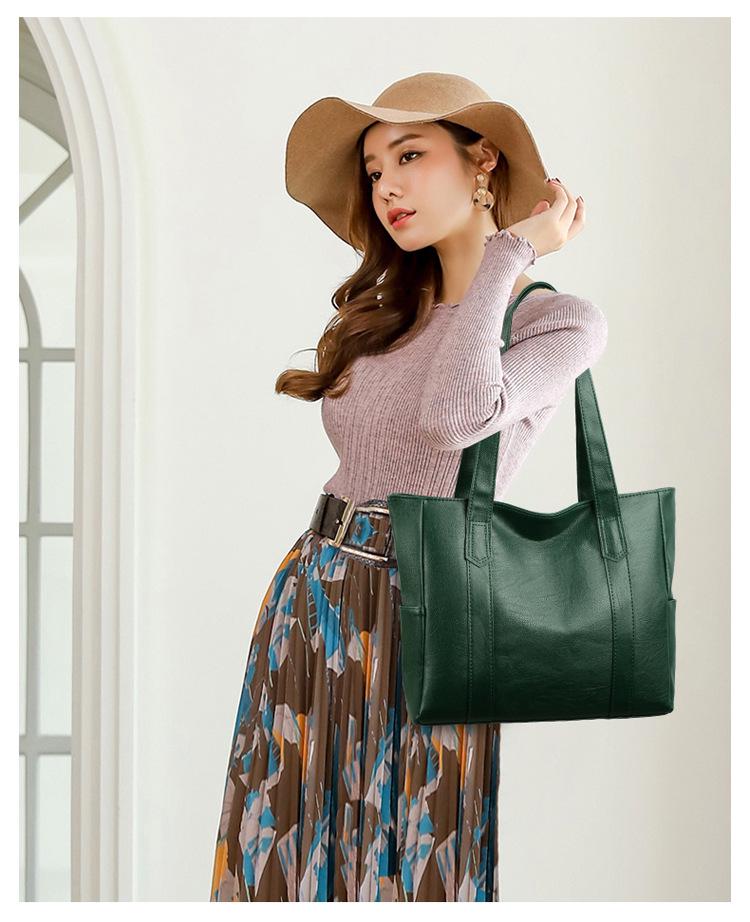 Women's PU Leather Tote Bag - Versatile, Large Capacity, Fashionable Shoulder or Underarm Bag for Shopping and Commutes