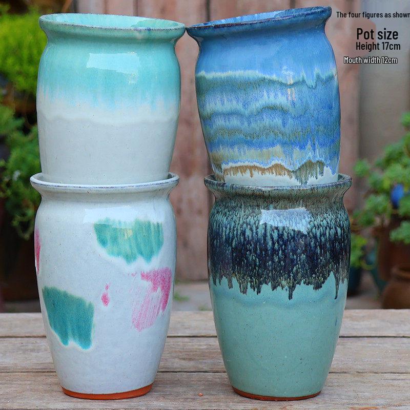 Handmade Coarse Ceramic Succulent Planter, Orchid Breathable Zisha Pot, Old Tree Design, Tall Rose Pot.